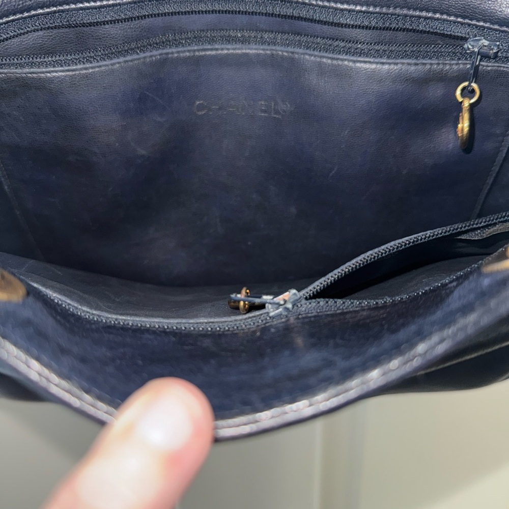 CHANEL Vintage Coco Mark Chain Shoulder Tote -Black Leather Gold Hardware w/CoA - Picture 11 of 15